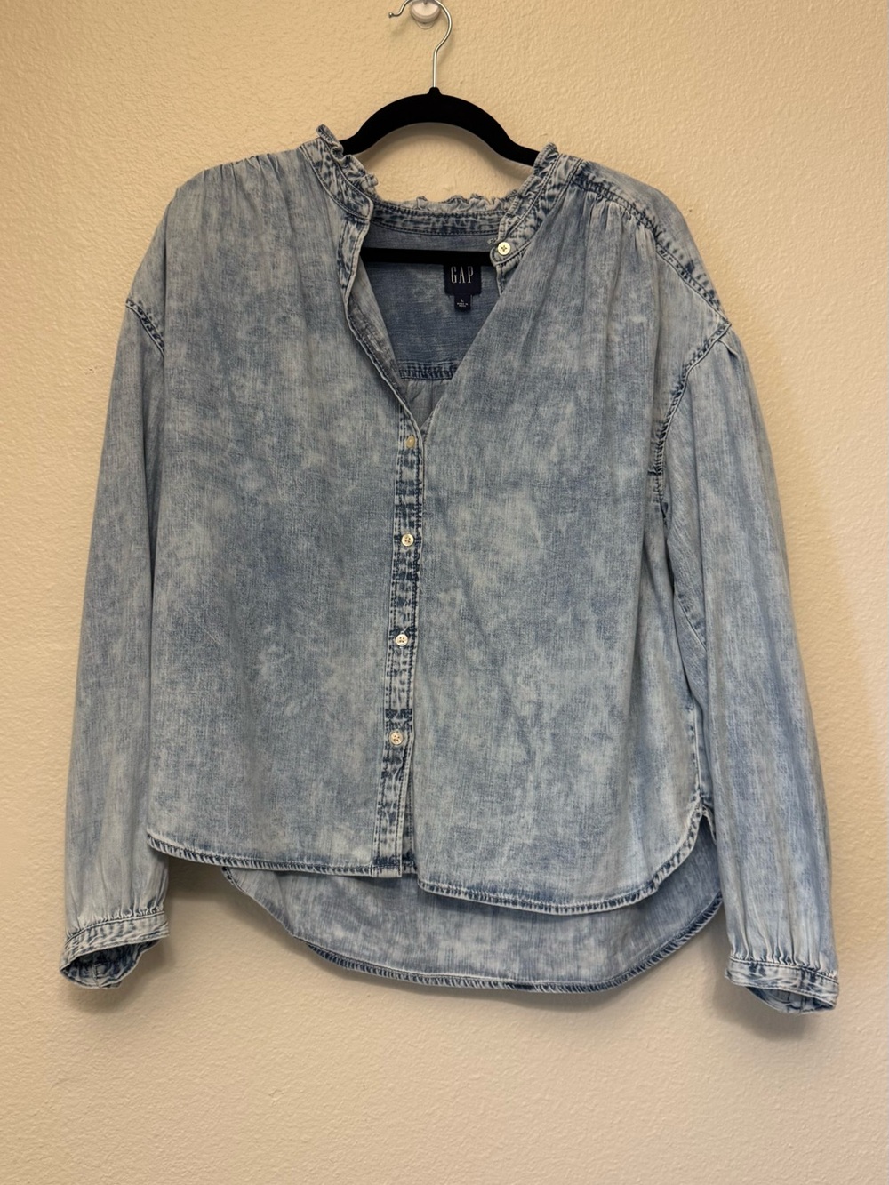 GAP Faded Light Blue Denim Button-Down Shirt